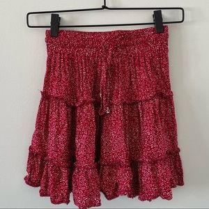 Red floral flowy skirt